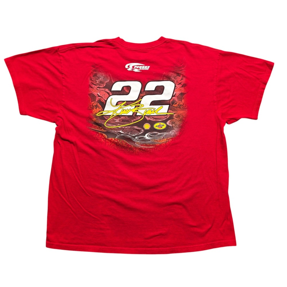 Y2K Distressed Racing Tee Mens 2XL Red NASCAR Kurt Busch 22 Shell Pennzoil